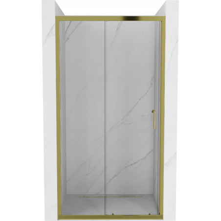 Mexen Apia 140 cm Sliding Shower Door, Transparent, Gold - 845-140-000-50-00
