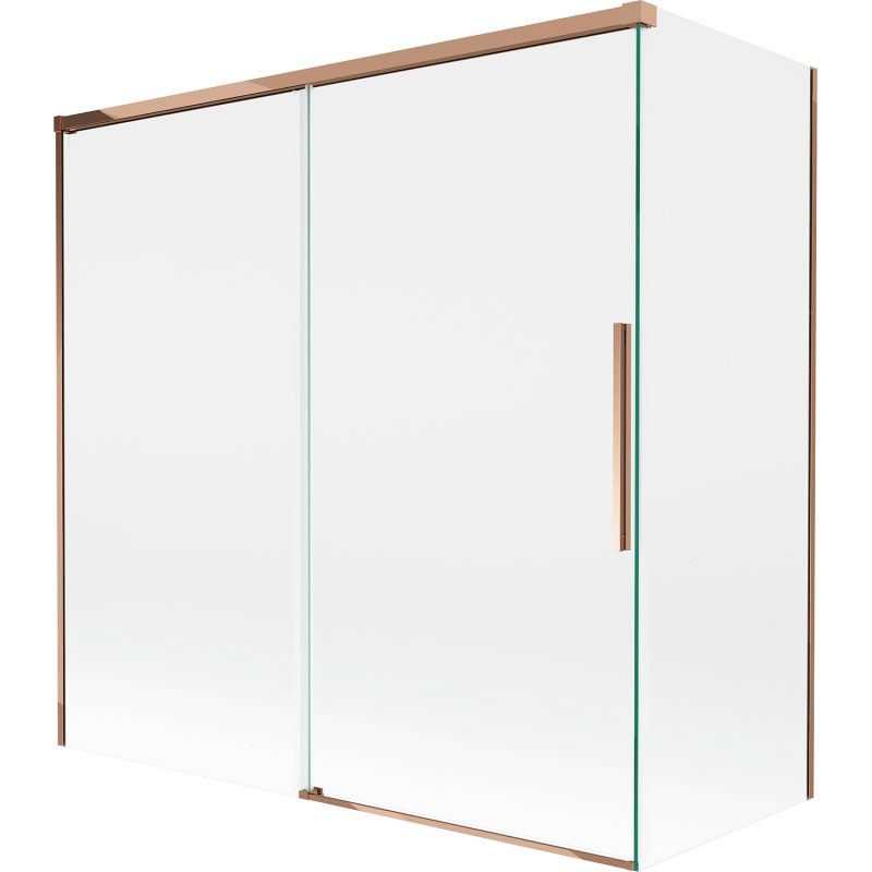 Mexen Rox 2-panel Sliding Bath Screen 160 + 75 x 150 cm, Transparent, Rose Gold - 8C9-160-075-60-00