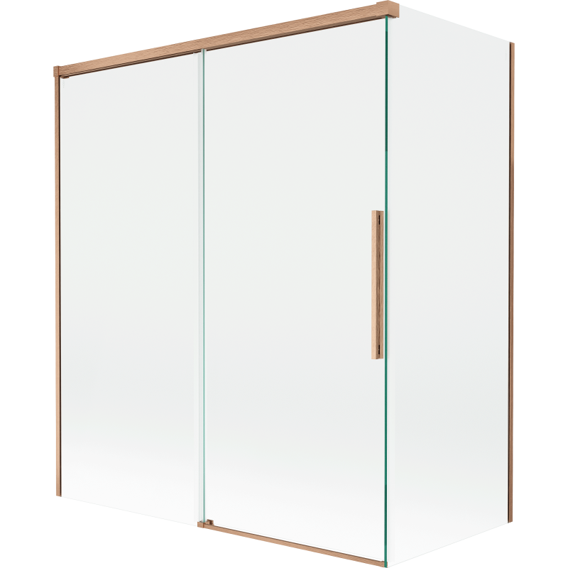 Mexen Rox 2-wing sliding bath screen 140 + 70 x 150 cm, transparent, brushed copper - 8C9-140-070-65-00