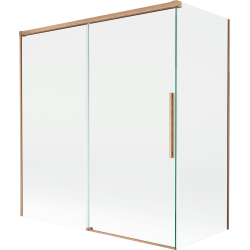Mexen Rox 2-panel sliding bath screen 150 + 70 x 150 cm, transparent, brushed copper - 8C9-150-070-65-00