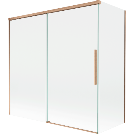 Mexen Rox 2-door sliding bathtub screen 160 + 70 x 150 cm, transparent, brushed copper - 8C9-160-070-65-00