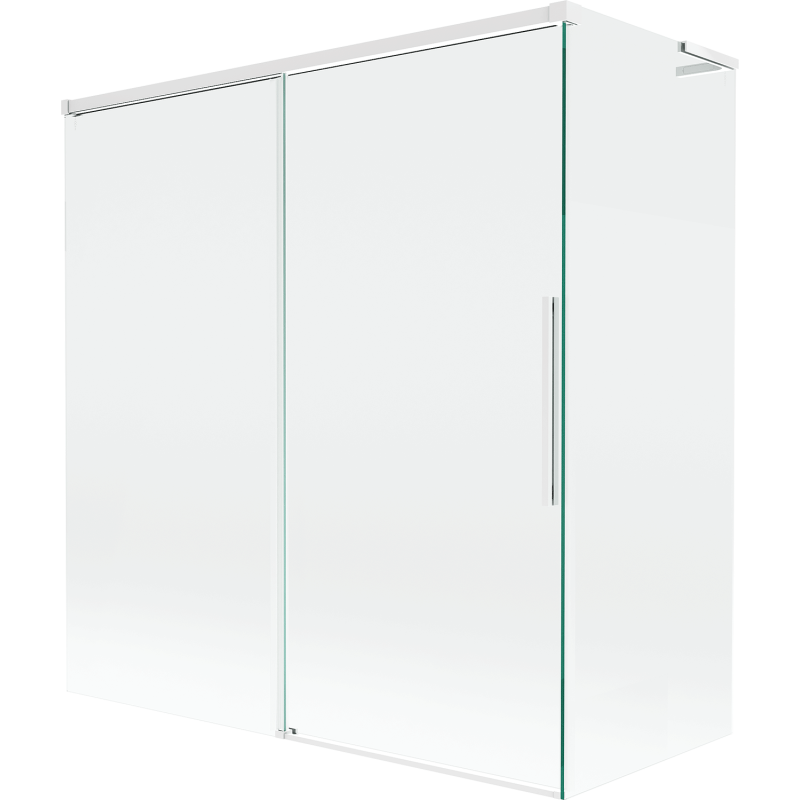 Mexen Rox L Bathtub Screen 2-Wing Sliding 150 + 70 x 150 cm, Transparent, White - 8C9L-150-070-20-00