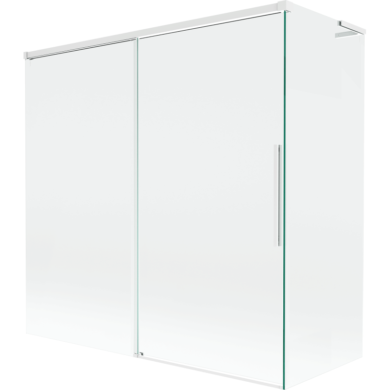 Mexen Rox L Bath Screen 2-Wing Sliding 160 + 75 x 150 cm, Transparent, White - 8C9L-160-075-20-00