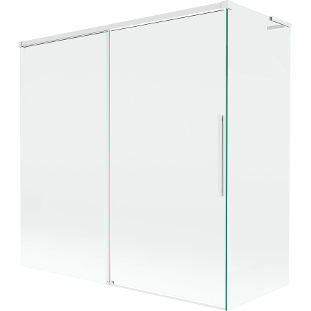 Mexen Rox L Bath Screen 2-Wing Sliding 160 + 75 x 150 cm, Transparent, White - 8C9L-160-075-20-00