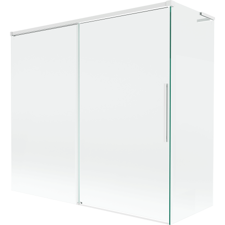 Mexen Rox L 2-panel Sliding Bath Screen 170 + 75 x 150 cm, Transparent, White - 8C9L-170-075-20-00