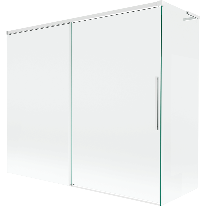 Mexen Rox L Bath Screen 2-Panel Sliding 180 + 80 x 150 cm, Transparent, White - 8C9L-180-080-20-00