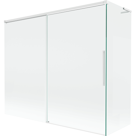 Mexen Rox L 2-panel sliding bath screen 190 + 80 x 150 cm, transparent, white - 8C9L-190-080-20-00