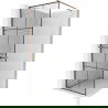 Mexen Kioto+ shower screen with a shelf and rail 80 x 200 cm, Transparent/Black pattern 8 mm, Rose gold - 800-080-121-60-77
