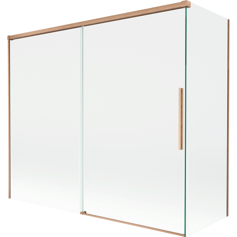 Mexen Rox 2-panel retractable shower screen 180 + 90 x 150 cm, transparent, brushed copper - 8C9-180-090-65-00