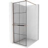 Mexen Kioto+ shower wall with shelf Walk-in 90 x 200 cm, black grid, rose gold - 800-090-121-60-77