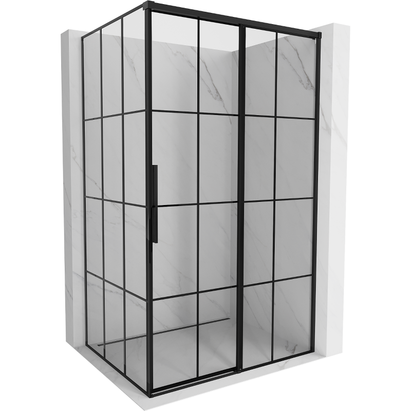Mexen Rox sliding shower enclosure right 150 x 85 cm, black grid, black - 8C2-150-085-70-77-P