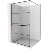 Mexen Kioto+ shower screen with a shelf and rail 100 x 200 cm, Transparent/Black pattern 8 mm Rose gold - 800-100-121-60-77