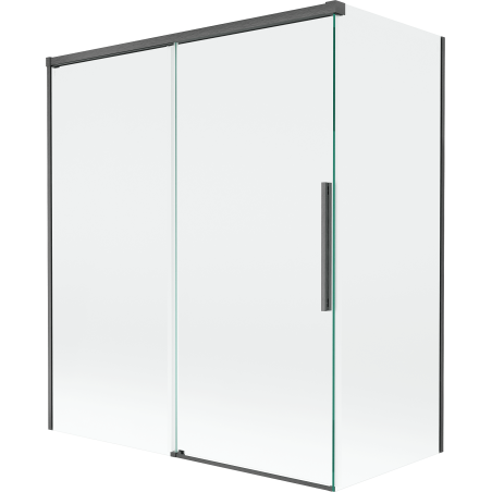 Mexen Rox folding bath screen 2-panel sliding 140 + 70 x 150 cm, transparent, brushed gun grey - 8C9-140-070-66-00