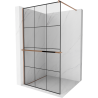 Mexen Kioto+ shower wall with shelf Walk-in 120 x 200 cm, black grid, rose gold - 800-120-121-60-77