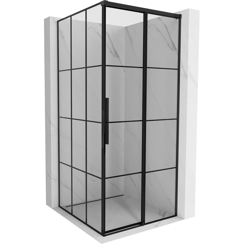 Mexen Rox right sliding shower enclosure 90 x 90 cm, black grid, black - 8C2-090-090-70-77-P
