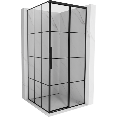 Mexen Rox right sliding shower enclosure 90 x 90 cm, black grid, black - 8C2-090-090-70-77-P