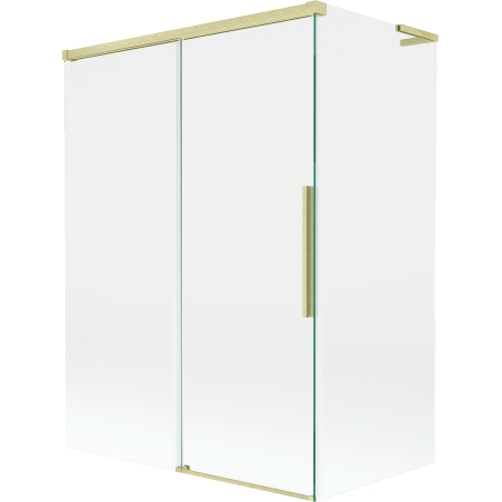 Mexen Rox L 2-wing sliding bathtub screen 120 + 70 x 150 cm, transparent, brushed gold - 8C9L-120-070-55-00