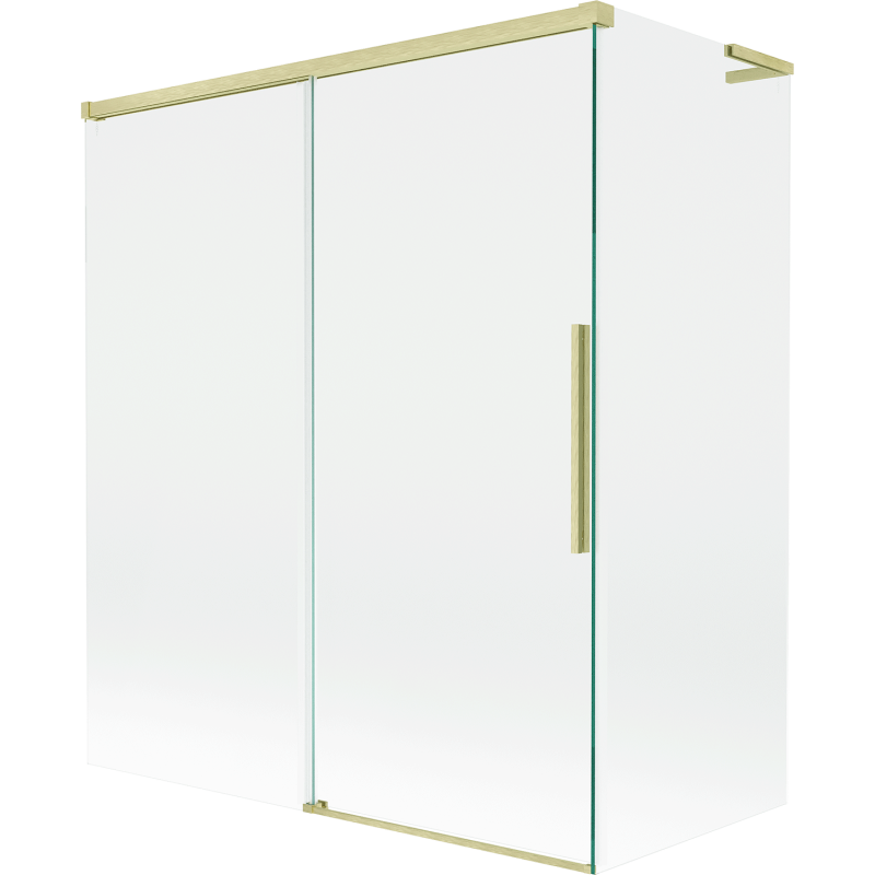 Mexen Rox L bath screen 2-wing sliding 140 + 70 x 150 cm, transparent, brushed gold - 8C9L-140-070-55-00