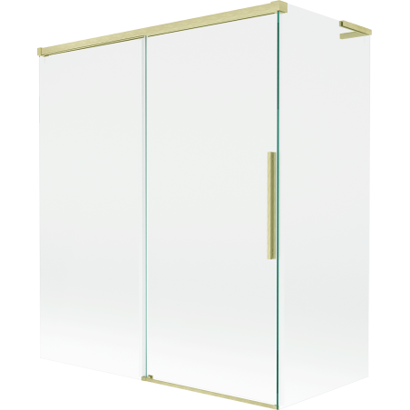 Mexen Rox L bath screen 2-wing sliding 140 + 70 x 150 cm, transparent, brushed gold - 8C9L-140-070-55-00