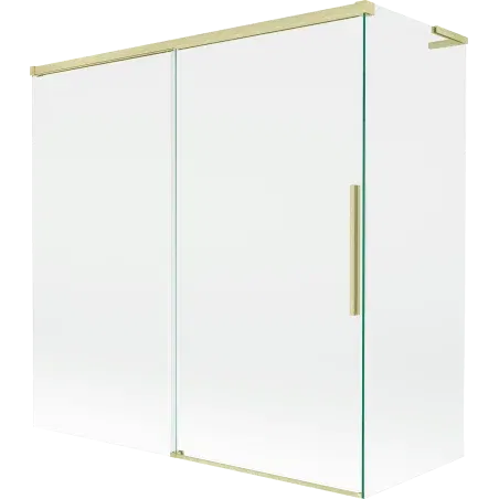 Mexen Rox L 2-wing sliding bath screen 160 + 70 x 150 cm, transparent, brushed gold - 8C9L-160-070-55-00
