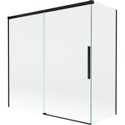 Mexen Rox 2-wing sliding bath screen 160 + 75 x 150 cm, transparent, black - 8C9-160-075-70-00