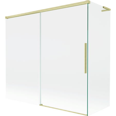 Mexen Rox L 2-wing retractable bath screen 170 + 70 x 150 cm, transparent, brushed gold - 8C9L-170-070-55-00