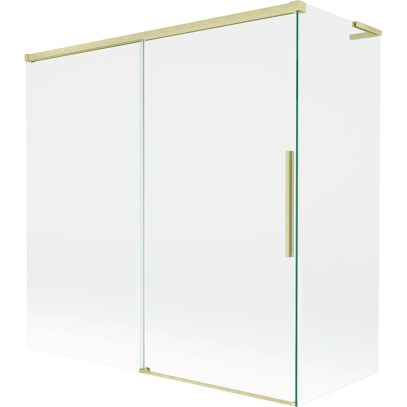 Mexen Rox L 2-panel sliding shower screen 160 + 75 x 150 cm, transparent, brushed gold - 8C9L-160-075-55-00