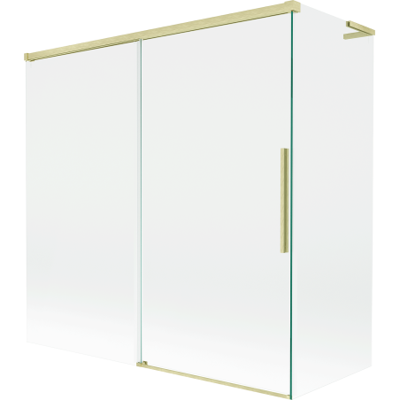 Mexen Rox L 2-panel sliding shower screen 160 + 75 x 150 cm, transparent, brushed gold - 8C9L-160-075-55-00