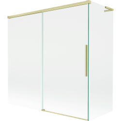 Mexen Rox L Two-panel Sliding Bath Screen 160 + 80 x 150 cm, Transparent, Brushed Gold - 8C9L-160-080-55-00