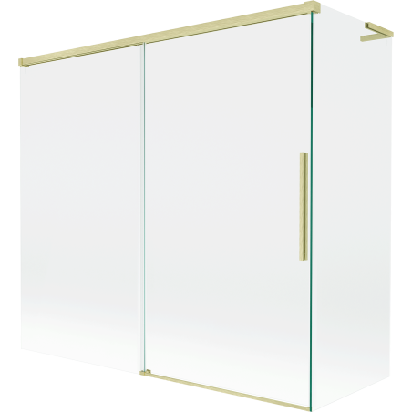 Mexen Rox L 2-panel retractable shower screen 170 + 80 x 150 cm, transparent, brushed gold - 8C9L-170-080-55-00