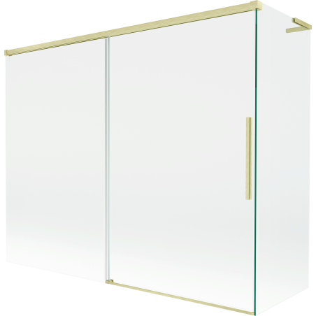 Mexen Rox L 2-panel sliding bathtub screen 190 + 80 x 150 cm, transparent, brushed gold - 8C9L-190-080-55-00