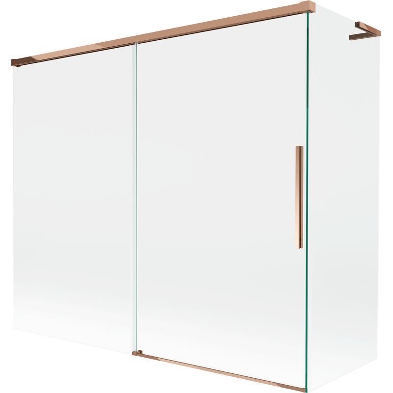 Mexen Rox L Bath Screen 2-Wing Sliding 180 + 80 x 150 cm, Transparent, Rose Gold - 8C9L-180-080-60-00