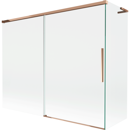 Mexen Rox L Bath Screen 2-Panel Sliding 190 + 90 x 150 cm, Transparent, Rose Gold - 8C9L-190-090-60-00