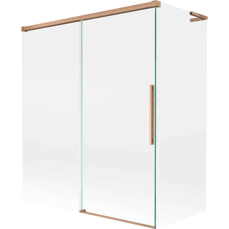 Mexen Rox L 2-wing Sliding Bath Screen 140 + 70 x 150 cm, Transparent, Brushed Copper - 8C9L-140-070-65-00