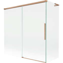 Mexen Rox L 2-wing retractable bath screen 160 + 70 x 150 cm, transparent, brushed copper - 8C9L-160-070-65-00