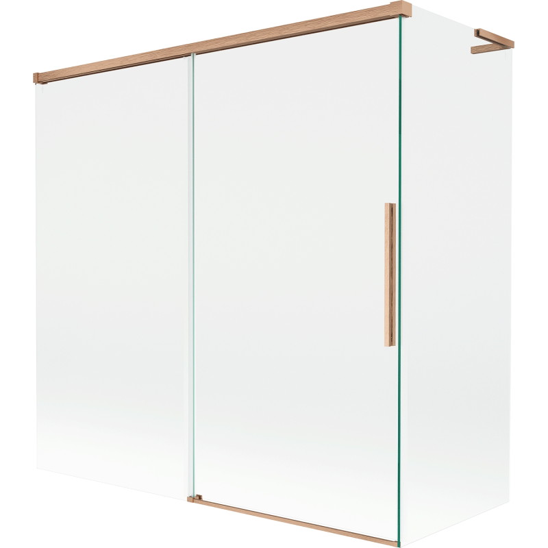 Mexen Rox L bathtub screen 2-panel sliding 160 + 70 x 150 cm, transparent, brushed copper - 8C9L-160-070-65-00