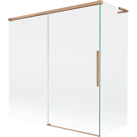 Mexen Rox L 2-wing retractable bath screen 160 + 70 x 150 cm, transparent, brushed copper - 8C9L-160-070-65-00