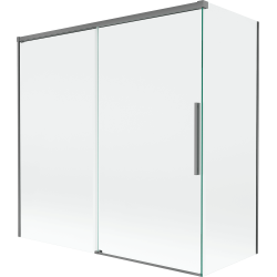 Mexen Rox 2-Panel Sliding Bath Screen 160 + 70 x 150 cm, Transparent, Gun Metal - 8C9-160-070-95-00