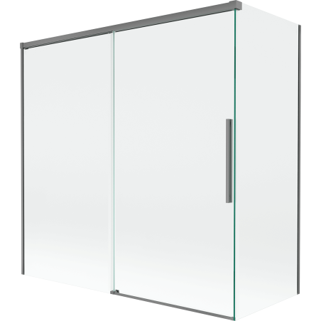 Mexen Rox 2-Panel Sliding Bath Screen 160 + 70 x 150 cm, Transparent, Gun Metal - 8C9-160-070-95-00