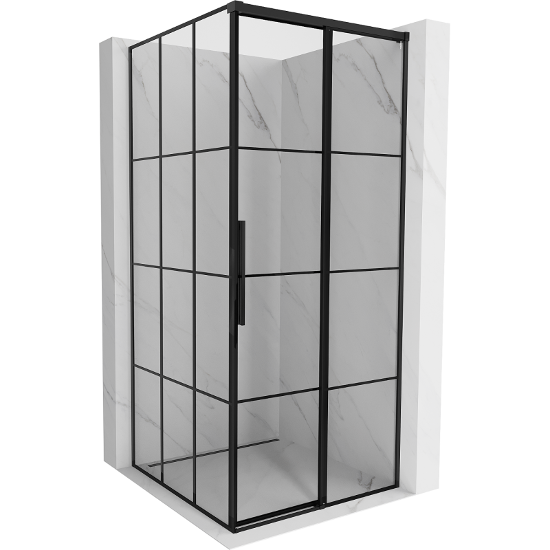 Mexen Rox right sliding shower enclosure 95 x 95 cm, black grid, black - 8C2-095-095-70-77-P