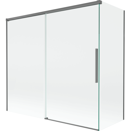 Mexen Rox 2-panel folding bath screen 170 + 80 x 150 cm, transparent, gun metal - 8C9-170-080-95-00 - 8C9-160-080-95-00