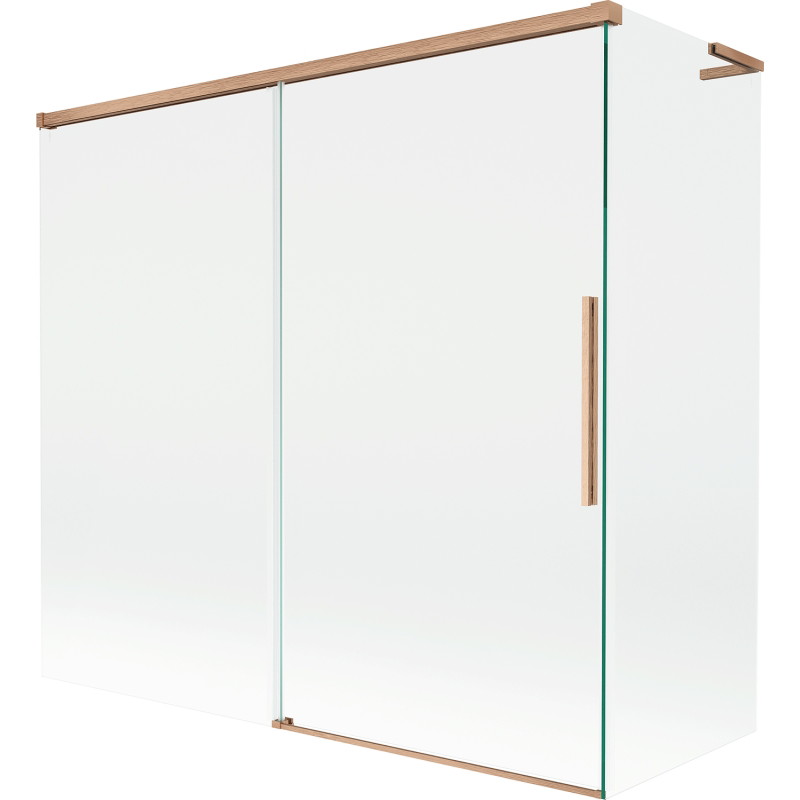 Mexen Rox L 2-panel sliding bathtub screen 170 + 70 x 150 cm, transparent, brushed copper - 8C9L-170-070-65-00