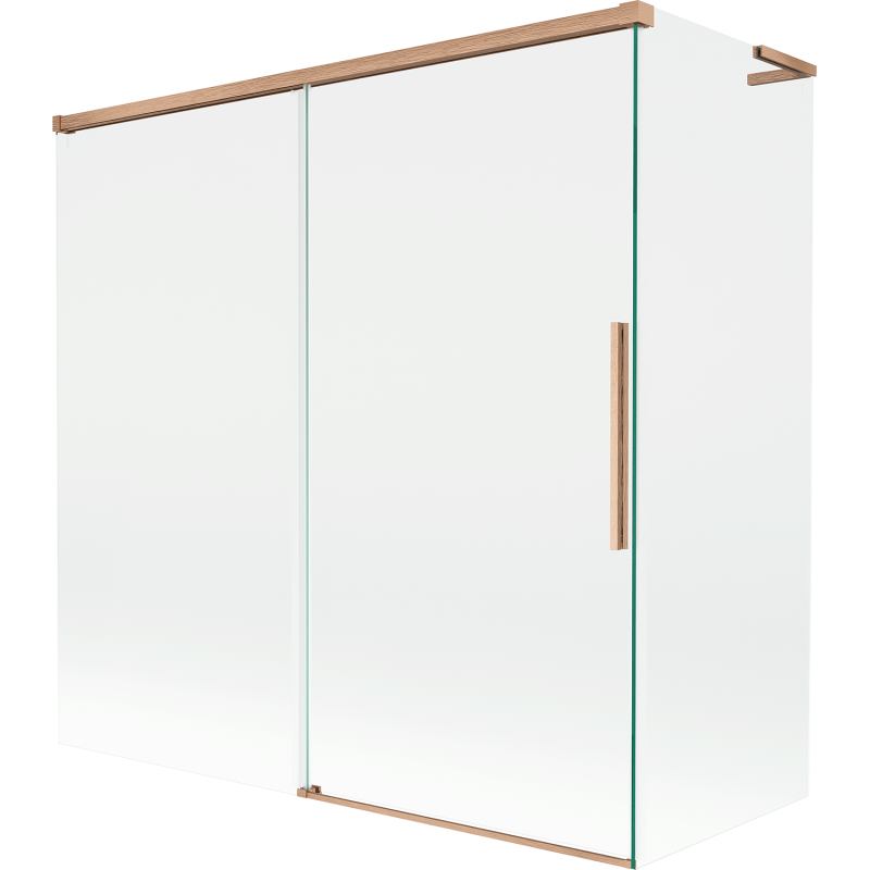 Mexen Rox L 2-wing sliding bath screen 160 + 75 x 150 cm, transparent, brushed copper - 8C9L-160-075-65-00