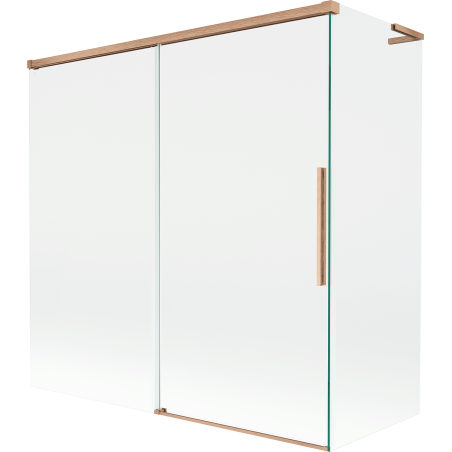 Mexen Rox L 2-wing Sliding Bath Screen 160 + 80 x 150 cm, Transparent, Brushed Copper - 8C9L-160-080-65-00
