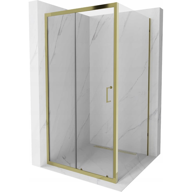 Mexen Apia extendable shower cubicle 100 x 100 cm, Transparent, Gold - 840-100-100-50-00