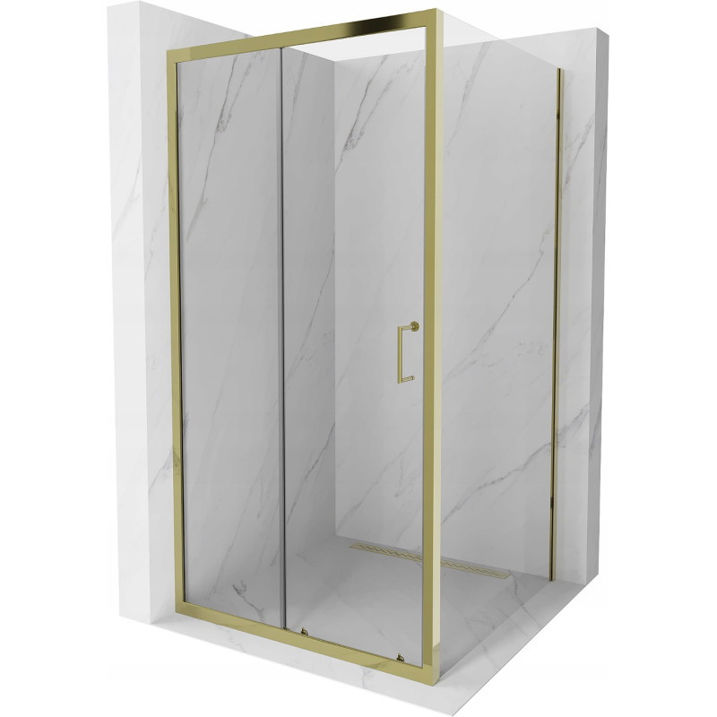Mexen Apia sliding shower cabin 100 x 100 cm, transparent, gold - 840-100-100-50-00