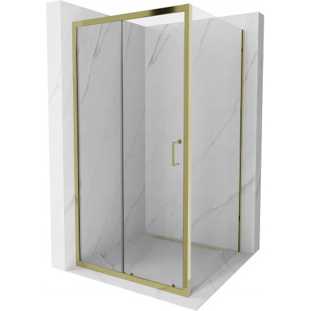 Mexen Apia sliding shower cabin 100 x 100 cm, transparent, gold - 840-100-100-50-00