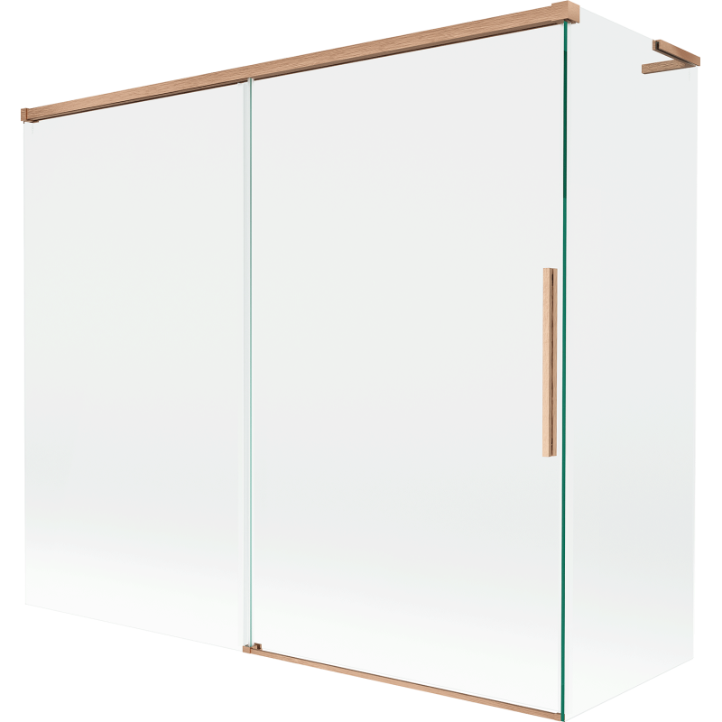 Mexen Rox L Bath Screen 2-Wing Sliding 180 + 80 x 150 cm, Transparent, Brushed Copper - 8C9L-180-080-65-00