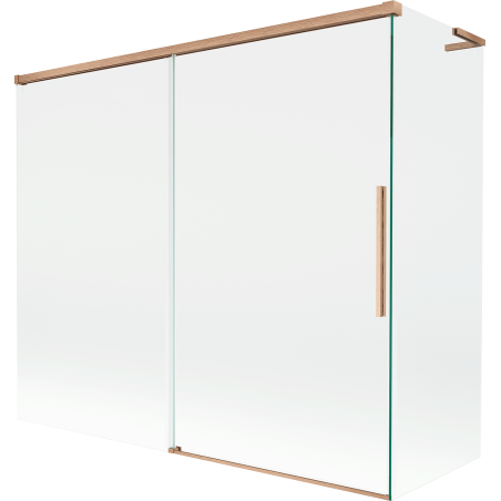 Mexen Rox L 2-wing sliding bathtub screen 180 + 80 x 150 cm, transparent, brushed copper - 8C9L-180-080-65-00