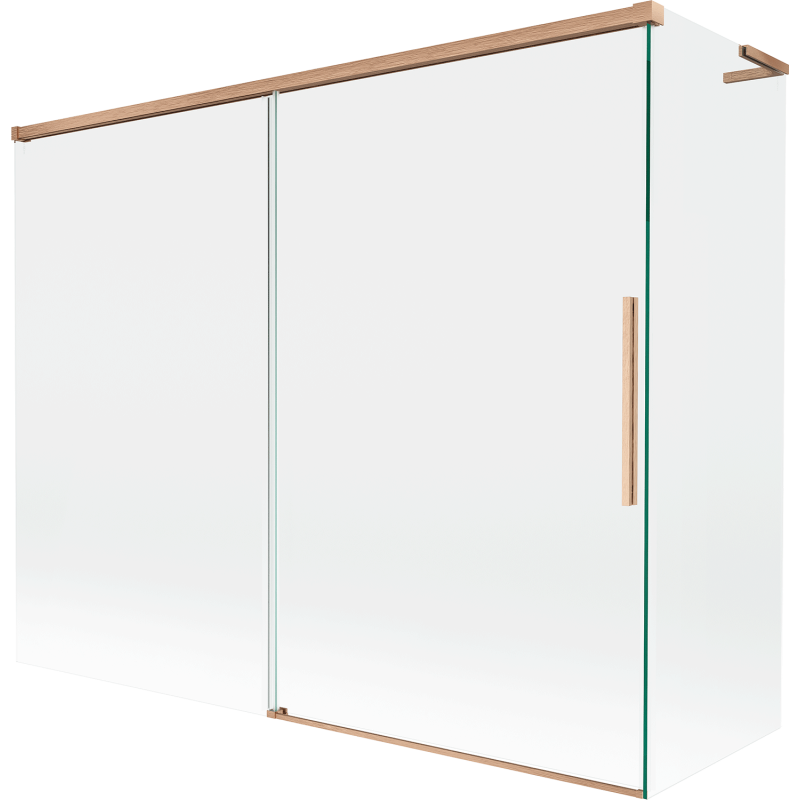 Mexen Rox L Bath Screen 2-Panel Sliding 190 + 90 x 150 cm, Transparent, Brushed Copper - 8C9L-190-090-65-00